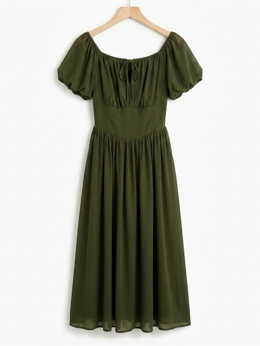 Scarlett Darkness NWT Olive Green Milkmaid Peasant Folklore Midi Dress Medium